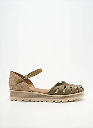 Sandale/pantofi decupați material neted toc plat până la 3 cm verde PORRONET femeie