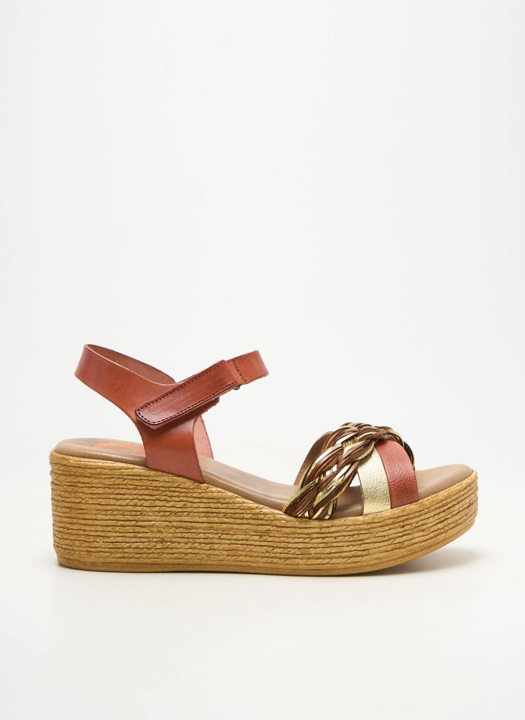 Sandale/pantofi decupați material neted toc de 4 la 6 cm portocalie PORRONET femeie