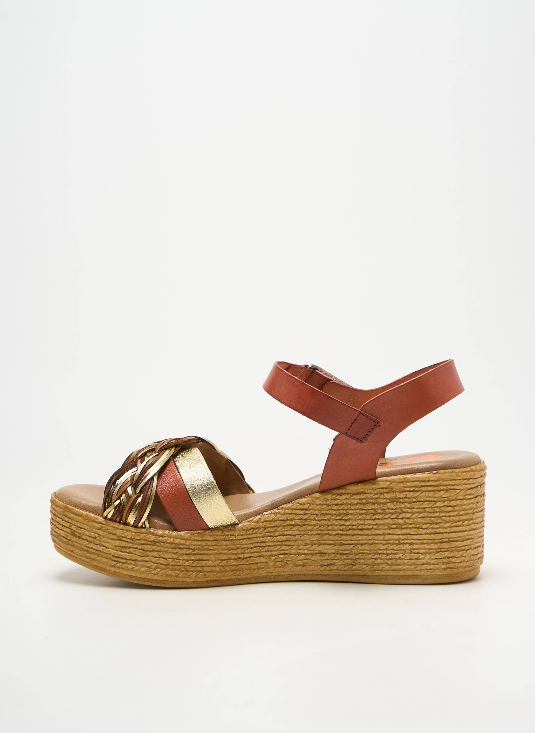 Sandale/pantofi decupați material neted toc de 4 la 6 cm portocalie PORRONET femeie