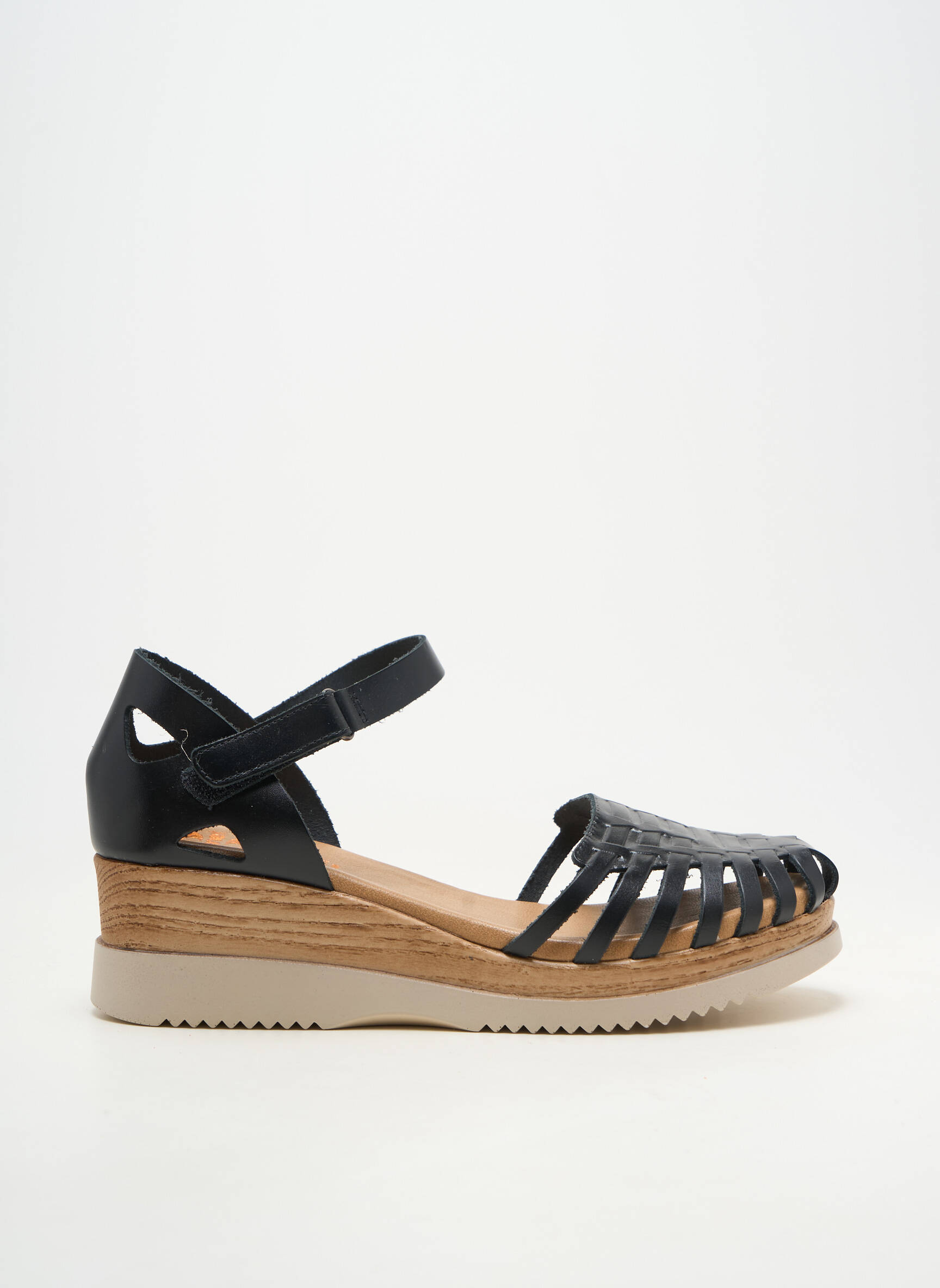 Sandale/pantofi decupați material neted toc de 4 la 6 cm negru PORRONET femeie