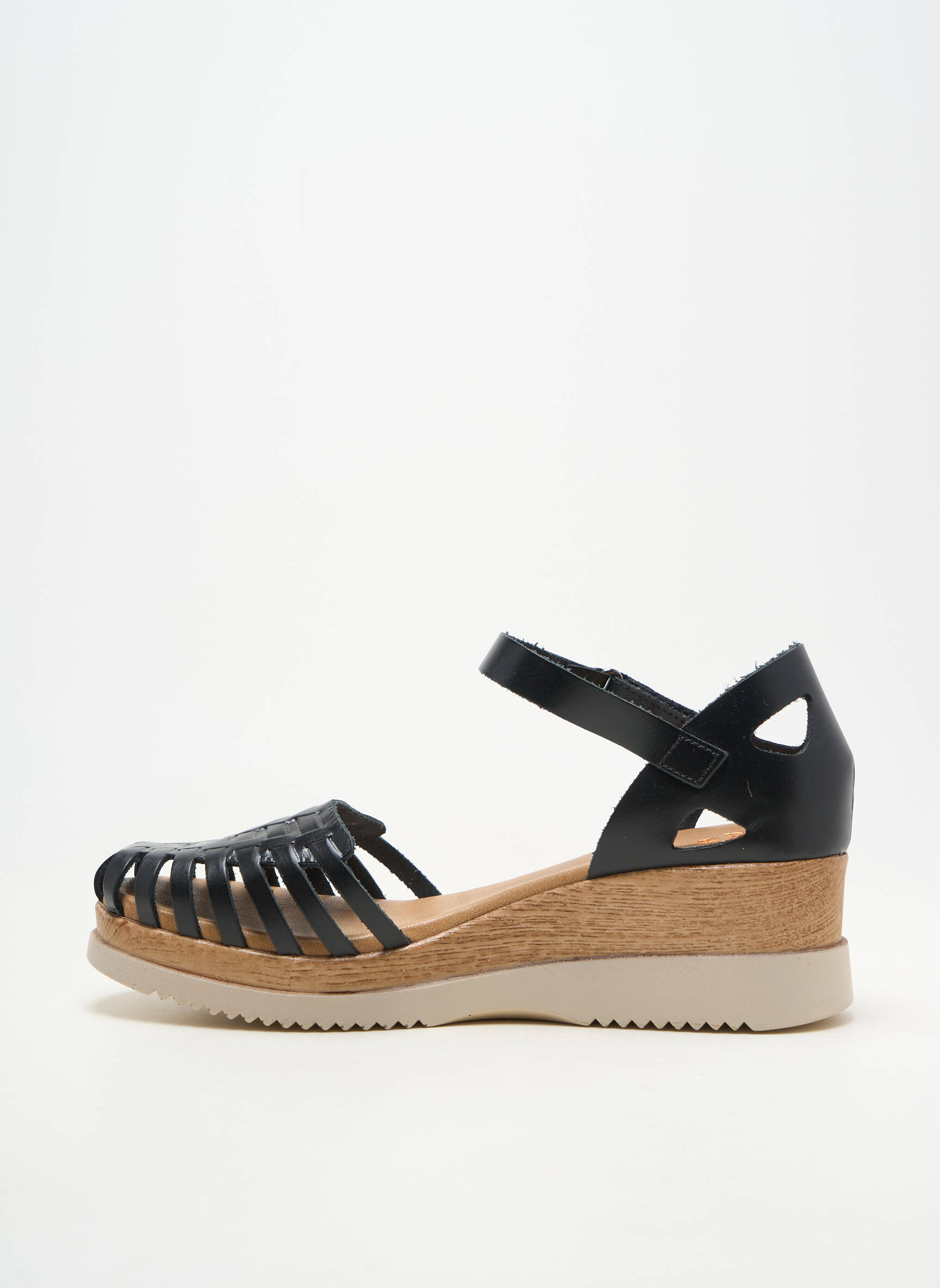 Sandale/pantofi decupați material neted toc de 4 la 6 cm negru PORRONET femeie