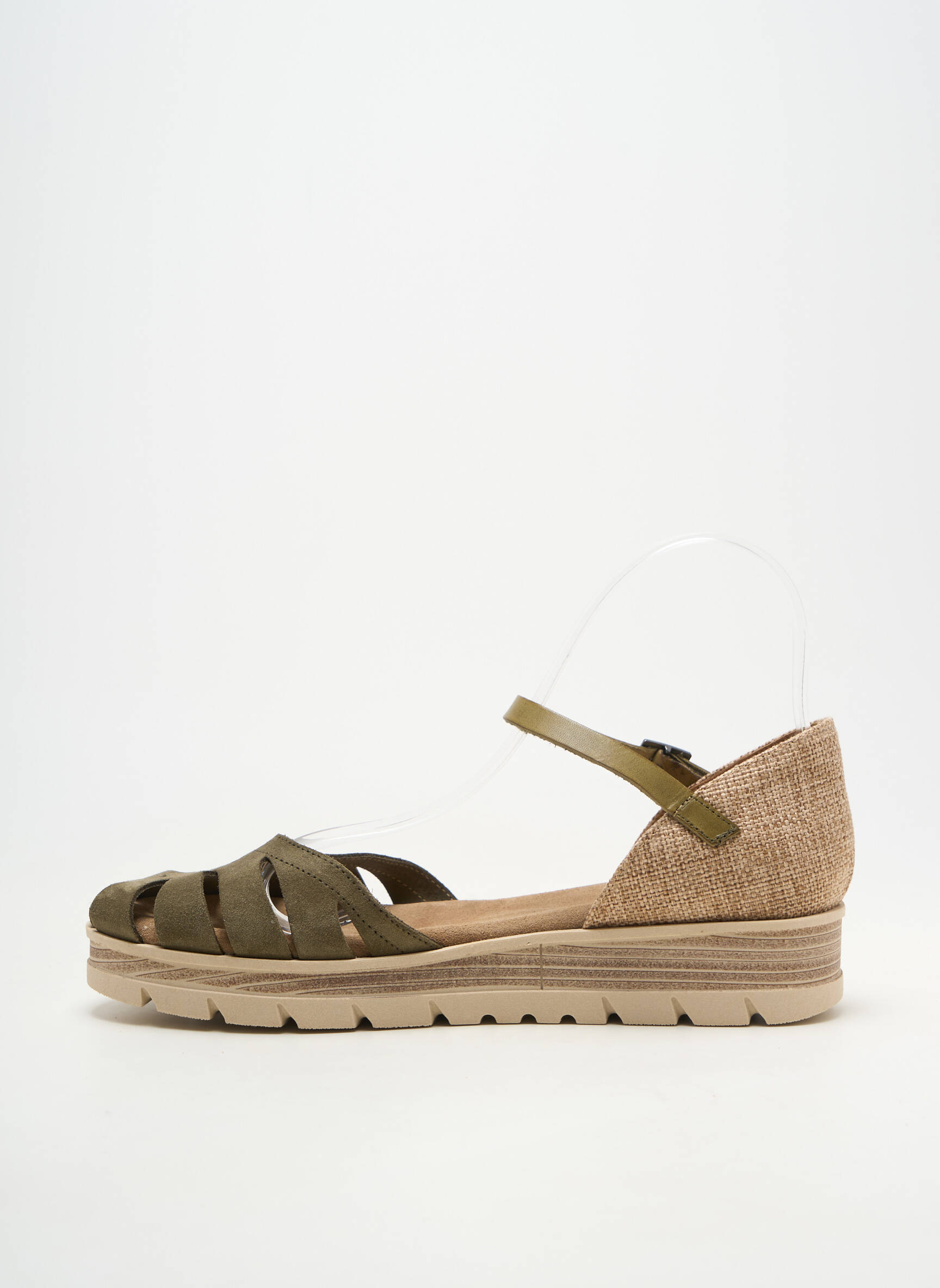 Sandale/pantofi decupați material neted toc plat până la 3 cm verde PORRONET femeie