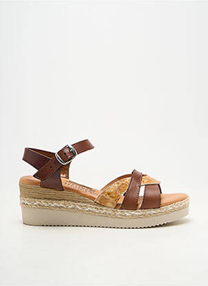 Sandale/pantofi decupați material neted toc de 4 la 6 cm maro LA FEMME femeie
