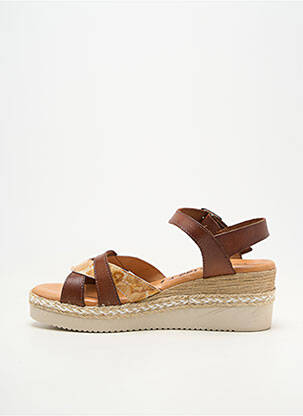 Sandale/pantofi decupați material neted toc de 4 la 6 cm maro LA FEMME femeie