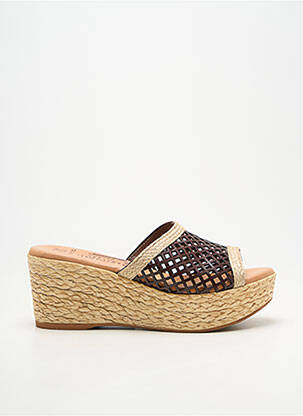 Mulete/saboți material neted toc de 7 la 9 cm maro LA FEMME femeie