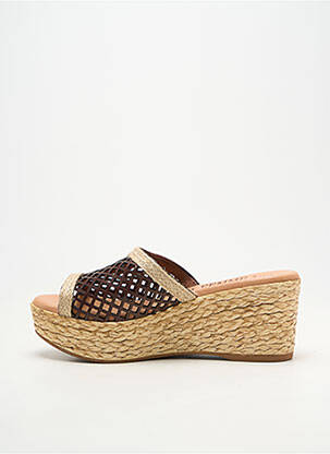 Mulete/saboți material neted toc de 7 la 9 cm maro LA FEMME femeie