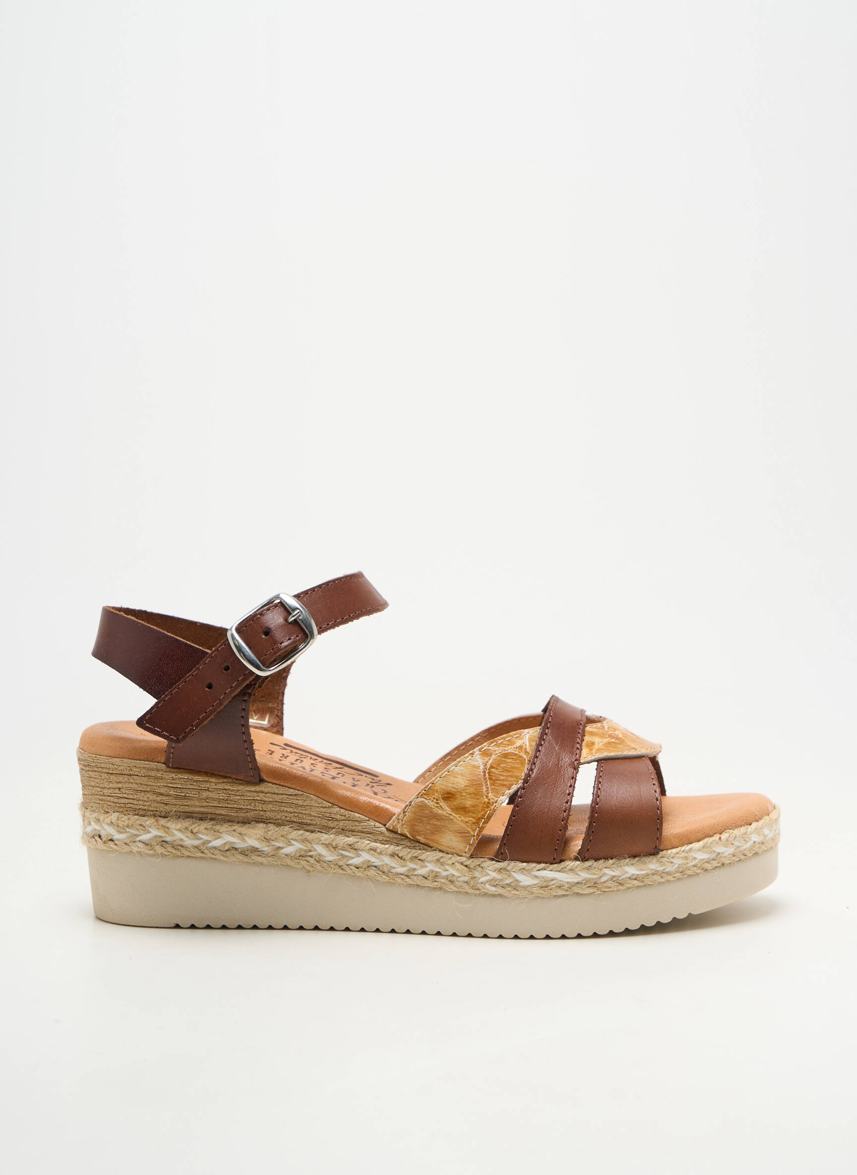 Sandale/pantofi decupați material neted toc de 4 la 6 cm maro LA FEMME femeie