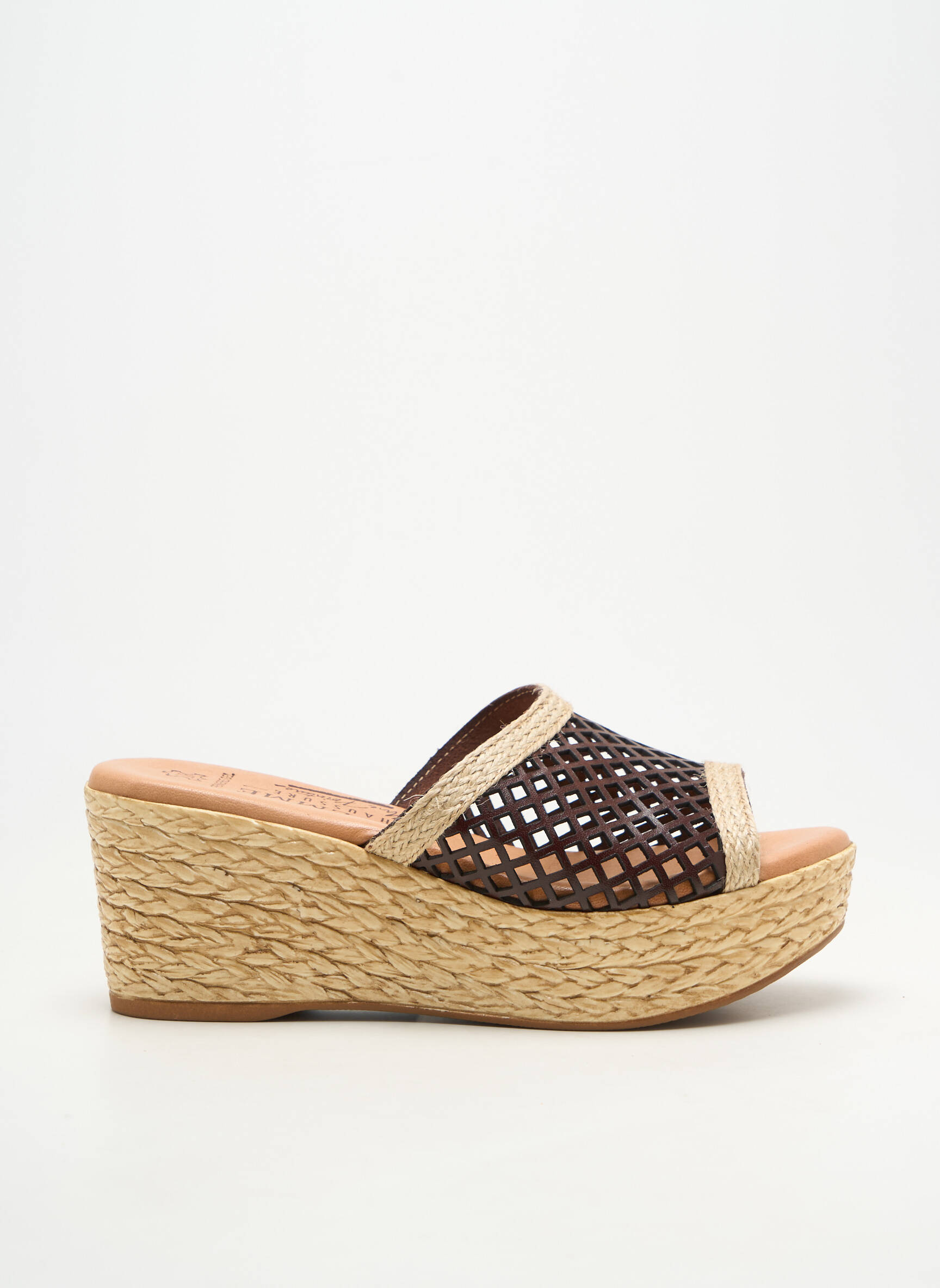Mulete/saboți material neted toc de 7 la 9 cm maro LA FEMME femeie
