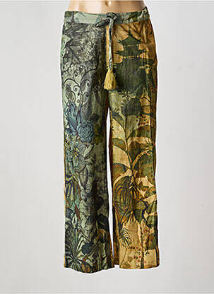 Pantalon drept țesătură poplin mărime normală verde ORIENTIQUE NATURALLY femeie