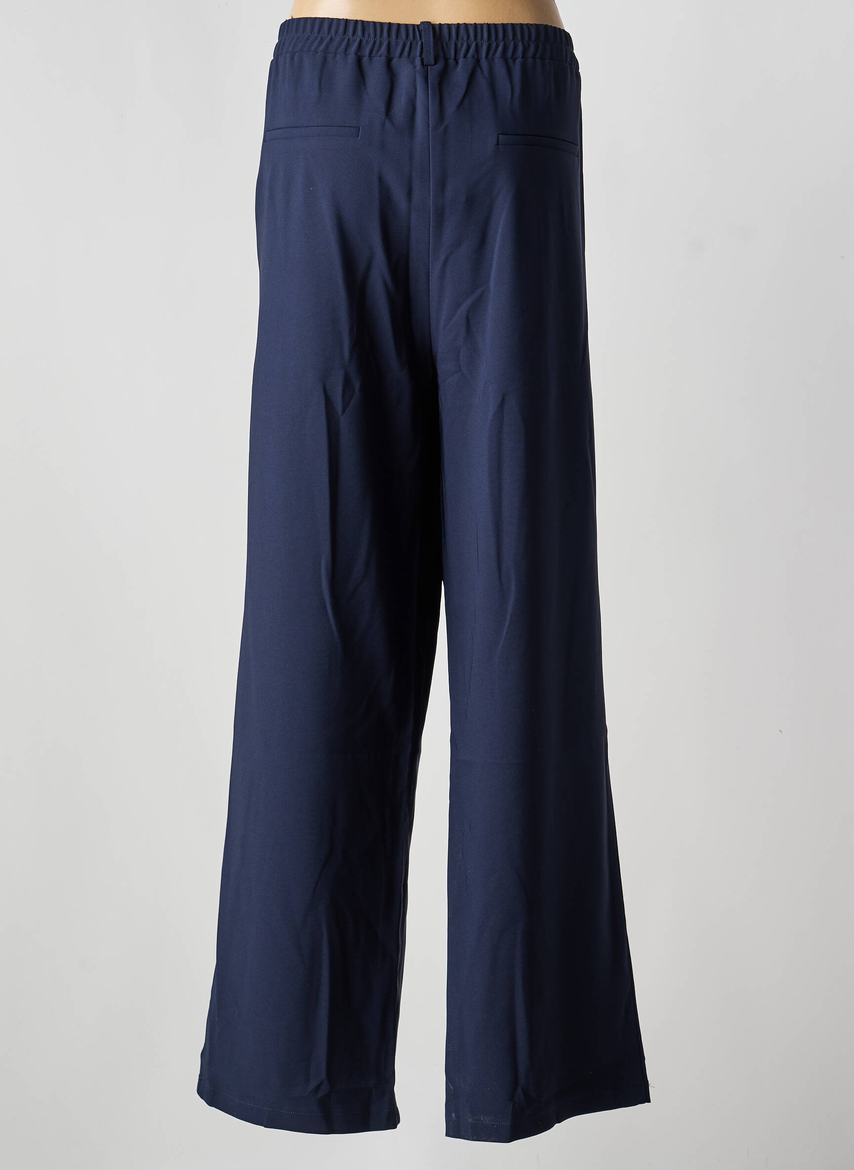 Pantalon larg închidere cu fermoar sub clapetă cu nasturi mărime normală albastru IVY BEAU femeie