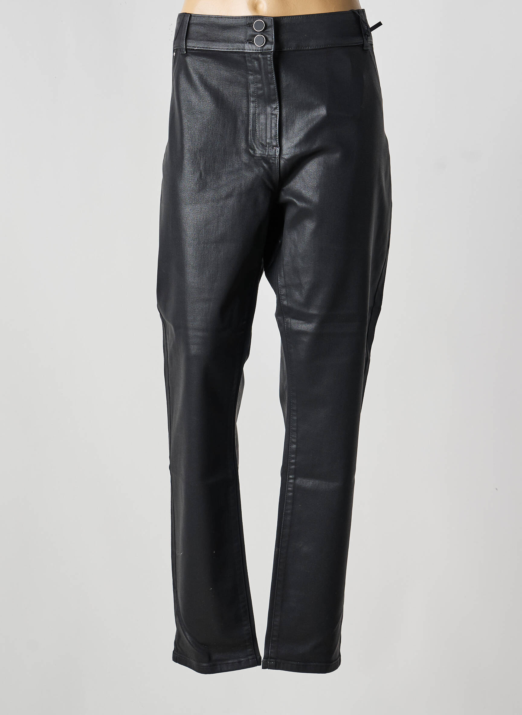 Pantalon slim țesătură acoperită mărime normală negru JULIE GUERLANDE femeie