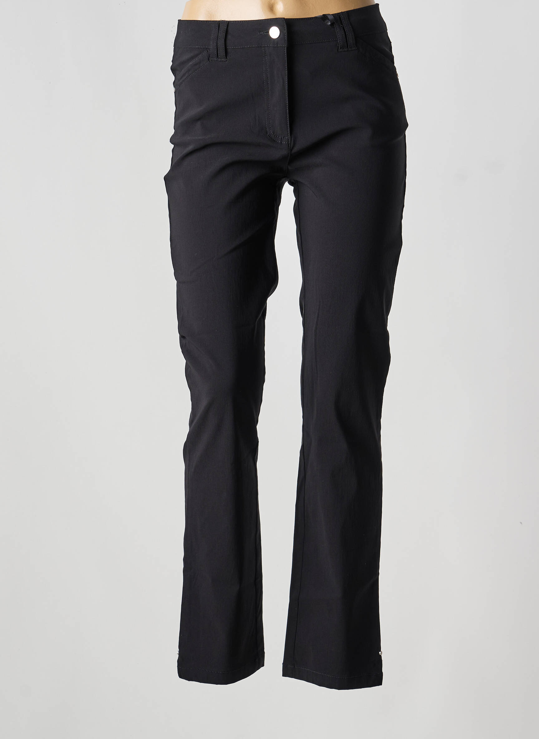 Pantalon drept elasticitate talie înaltă negru JULIE GUERLANDE femeie
