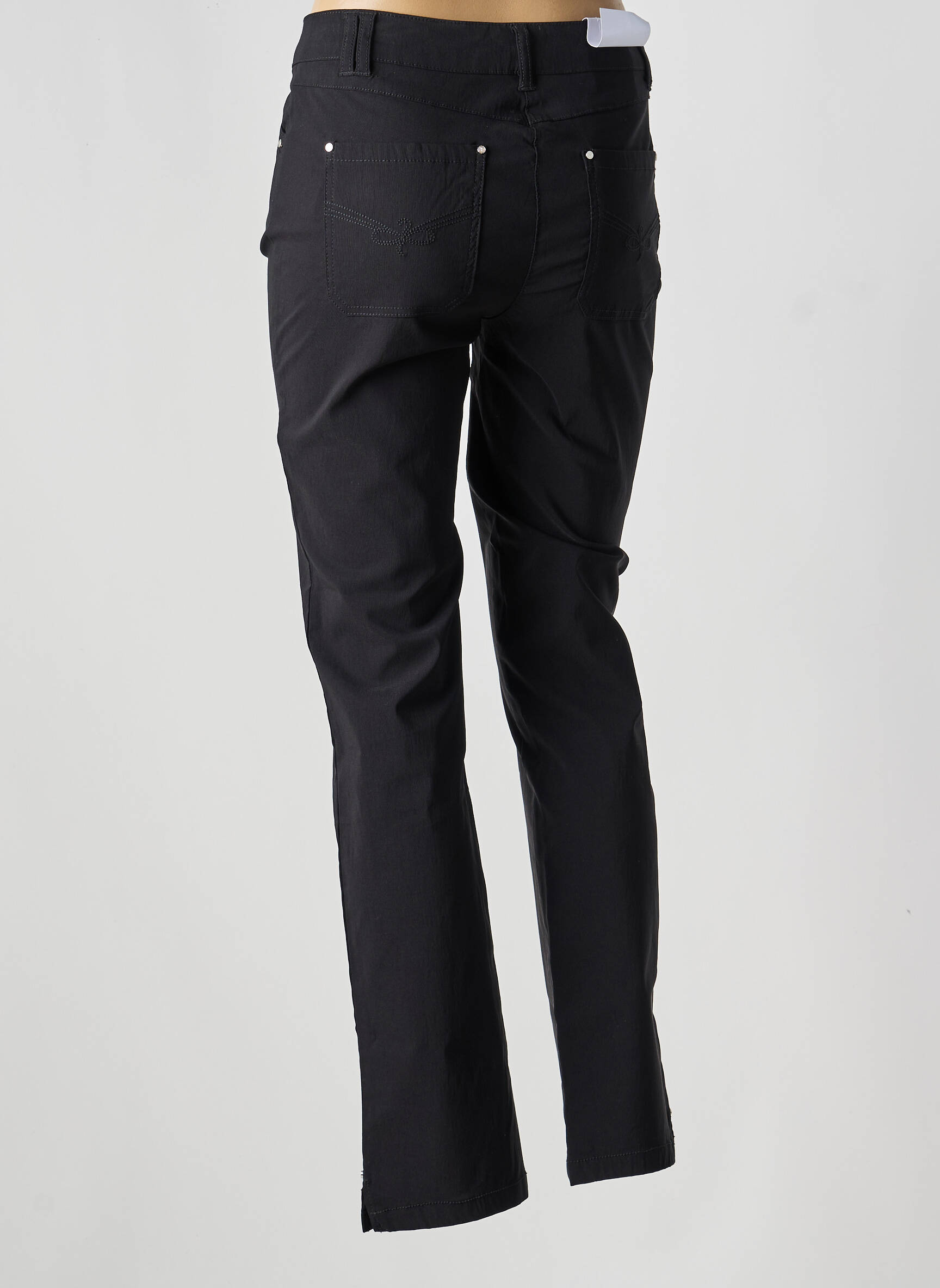 Pantalon drept elasticitate talie înaltă negru JULIE GUERLANDE femeie