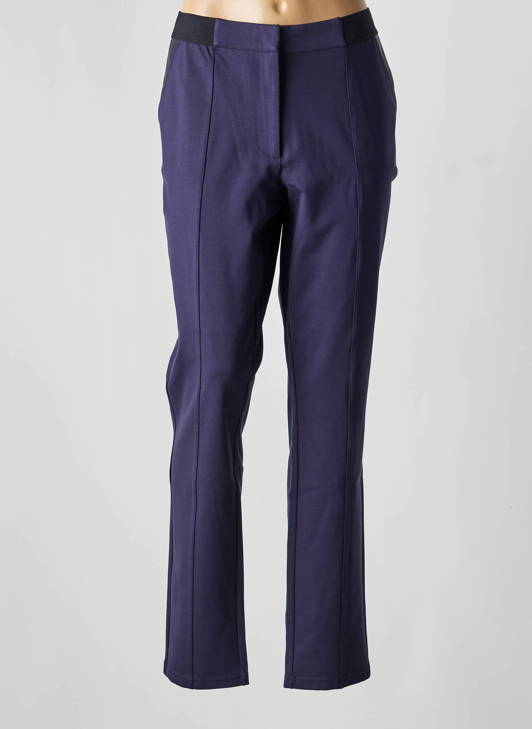 Pantalon chino închidere cu fermoar sub clapetă cu cârlig mărime normală albastru JULIE GUERLANDE femeie