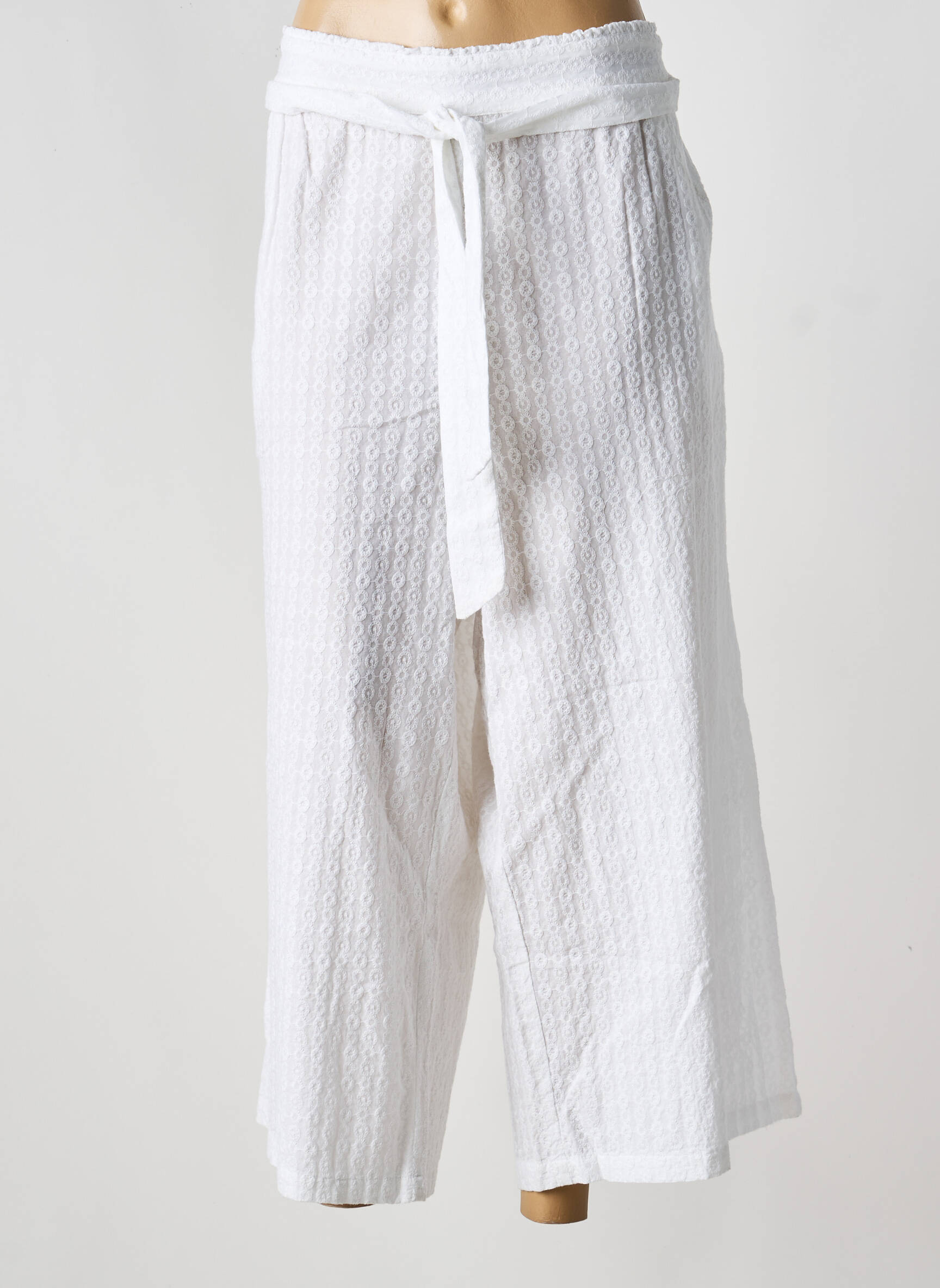 Pantalon 7/8 țesătură poplin alb ORIENTIQUE NATURALLY femeie