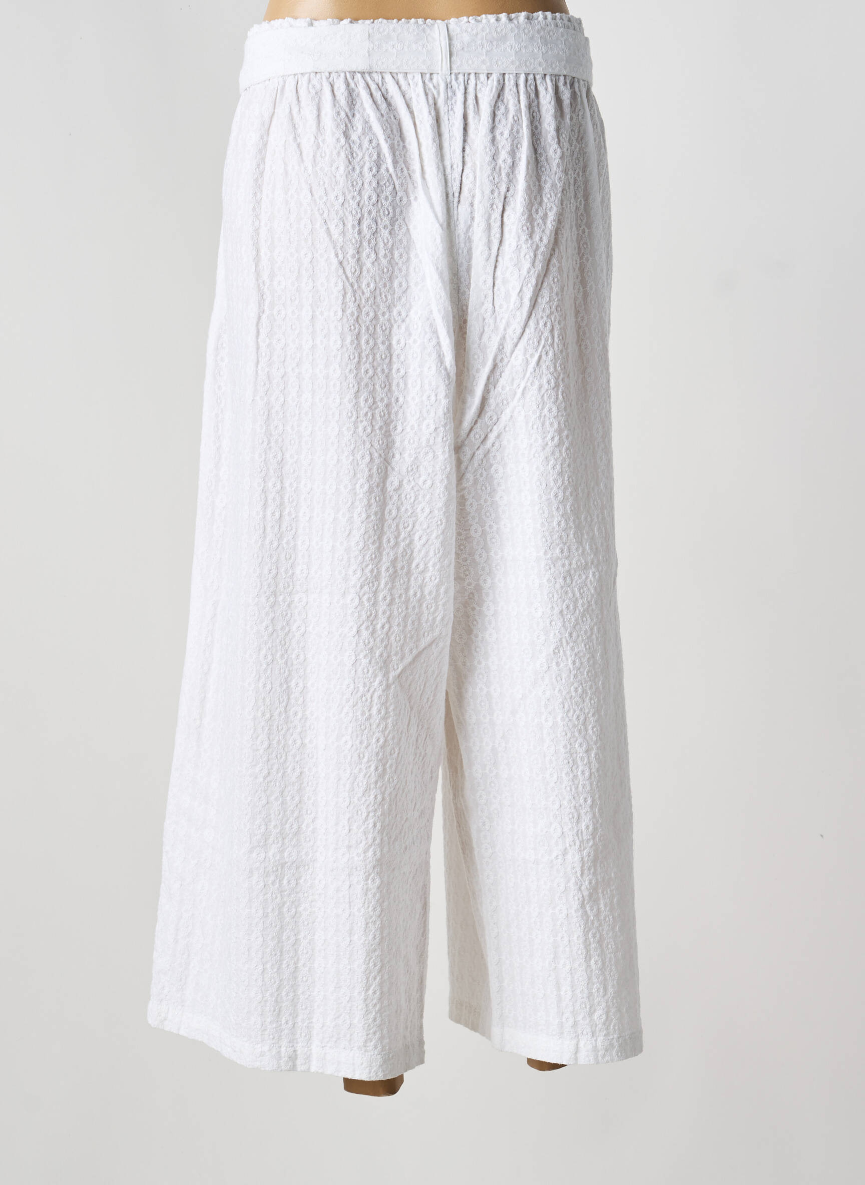 Pantalon 7/8 țesătură poplin alb ORIENTIQUE NATURALLY femeie