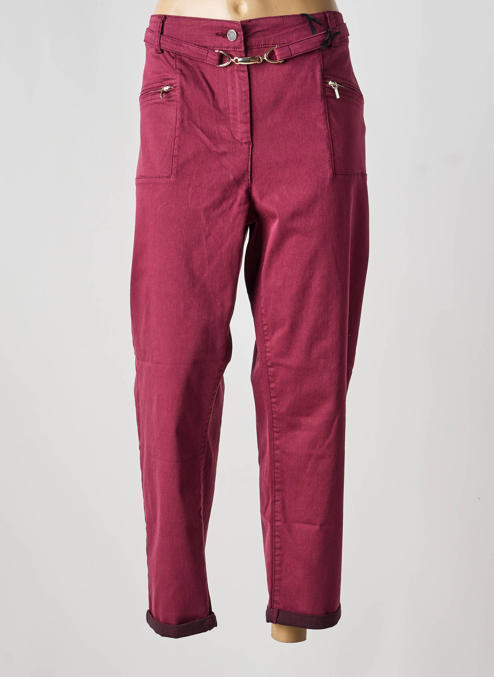 Pantalon slim talie elastică mărime normală roșu JULIE GUERLANDE femeie