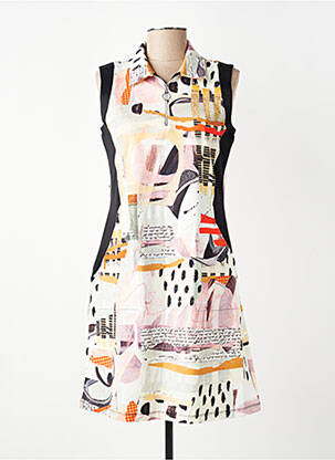 Rochie midi imprimeu fantezie mâneci scurte galben DOLCEZZA femeie