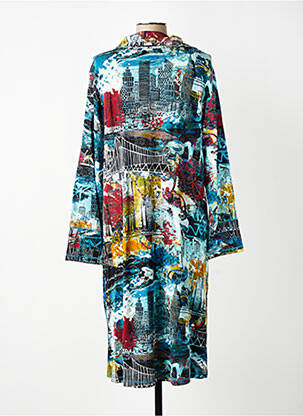 Rochie midi imprimeu fantezie mâneci lungi albastru ORIENTIQUE NATURALLY femeie