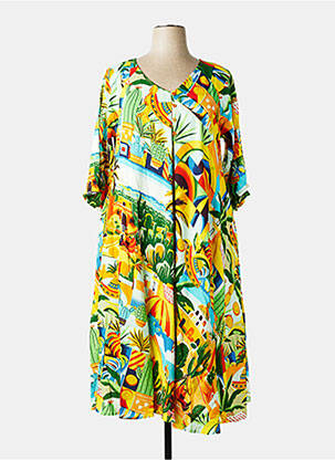 Rochie midi mâneci 3/4 mâneci 3/4 verde ORIENTIQUE NATURALLY femeie