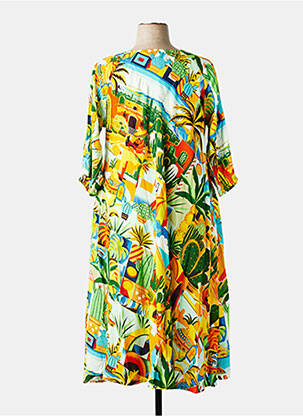 Rochie midi mâneci 3/4 mâneci 3/4 verde ORIENTIQUE NATURALLY femeie