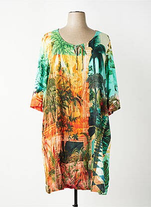 Rochie midi mâneci 3/4 mâneci 3/4 verde ORIENTIQUE NATURALLY femeie