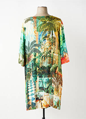 Rochie midi mâneci 3/4 mâneci 3/4 verde ORIENTIQUE NATURALLY femeie