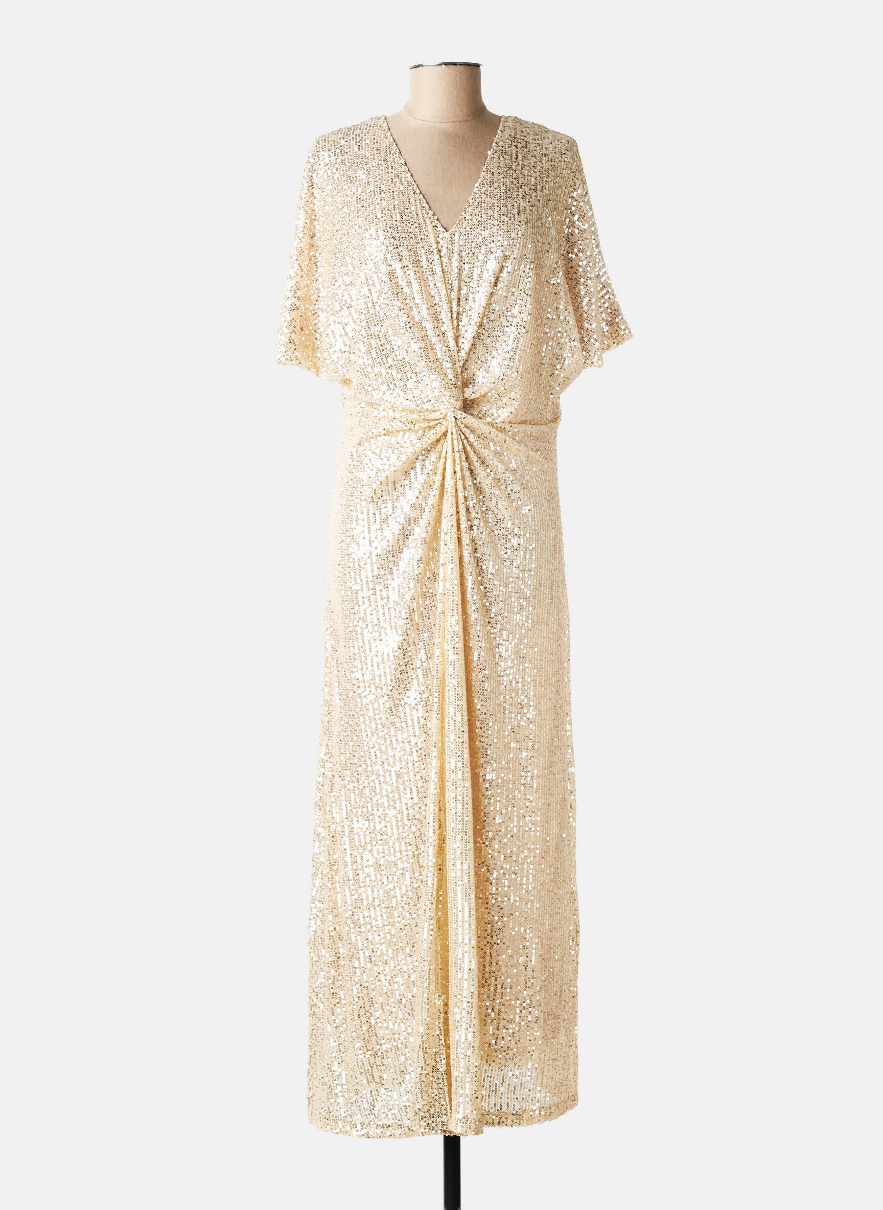 Rochie lungă mâneci scurte mâneci scurte auriu K-DESIGN femeie