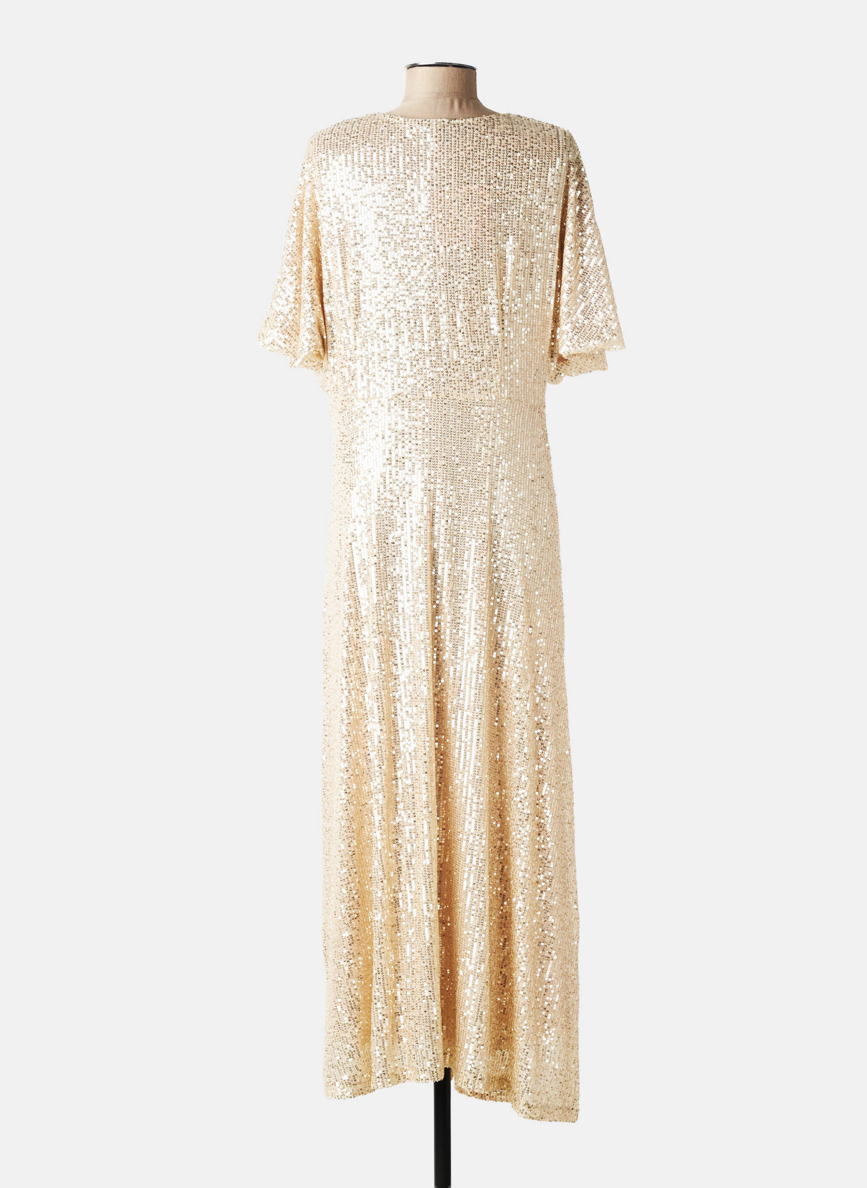 Rochie lungă mâneci scurte mâneci scurte auriu K-DESIGN femeie