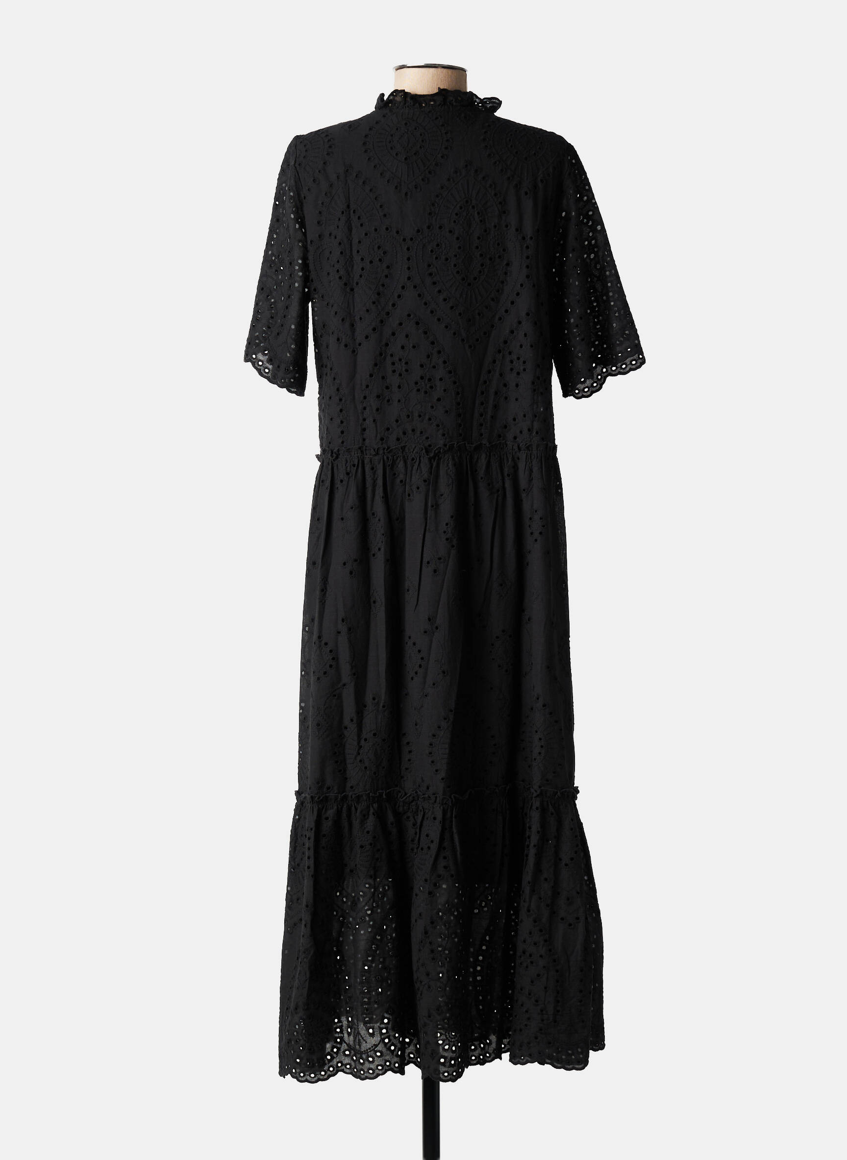 Rochie lungă mâneci scurte mâneci scurte negru YEST femeie