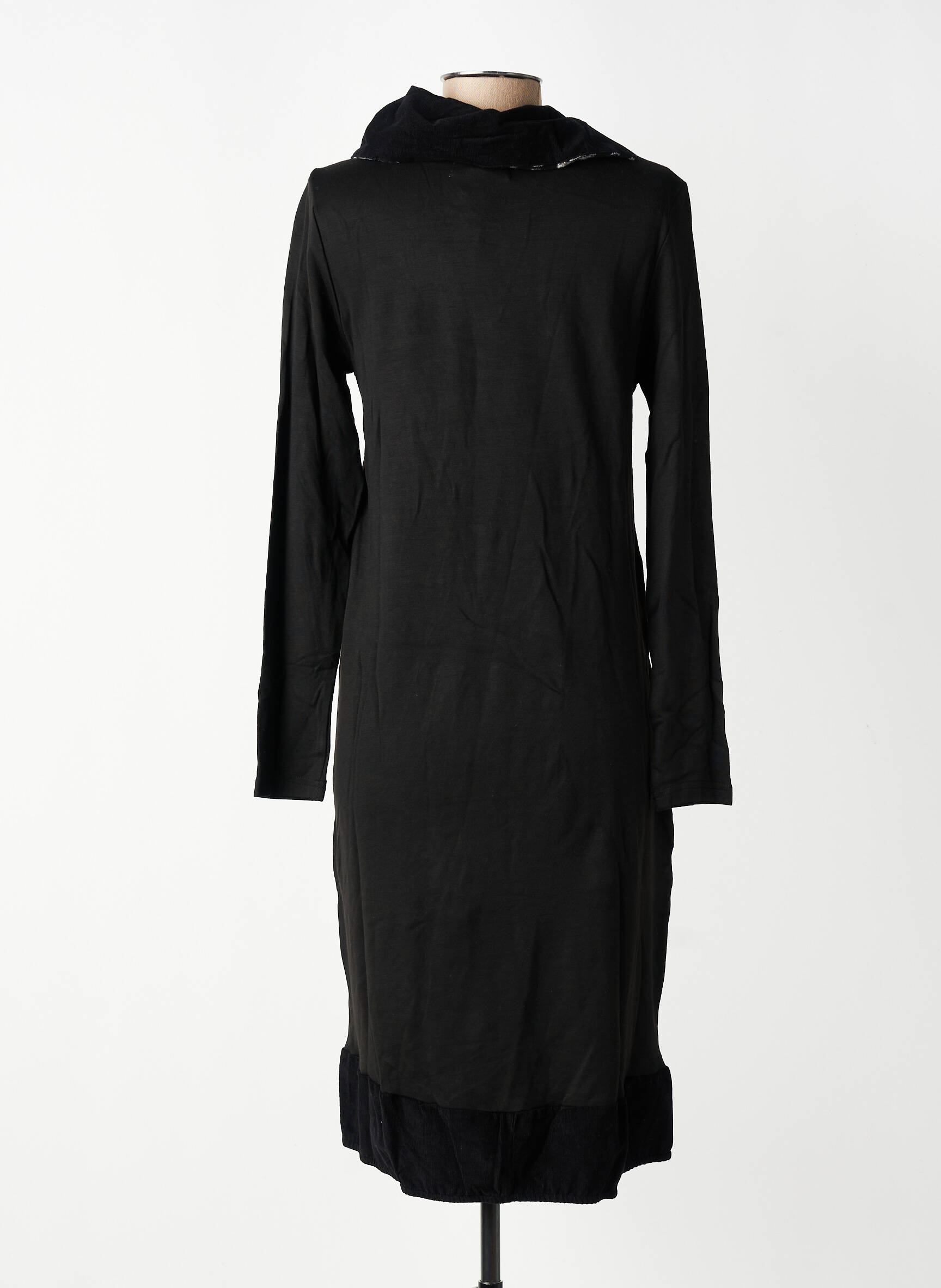 Rochie midi imprimeu fantezie mâneci lungi negru ORIENTIQUE NATURALLY femeie
