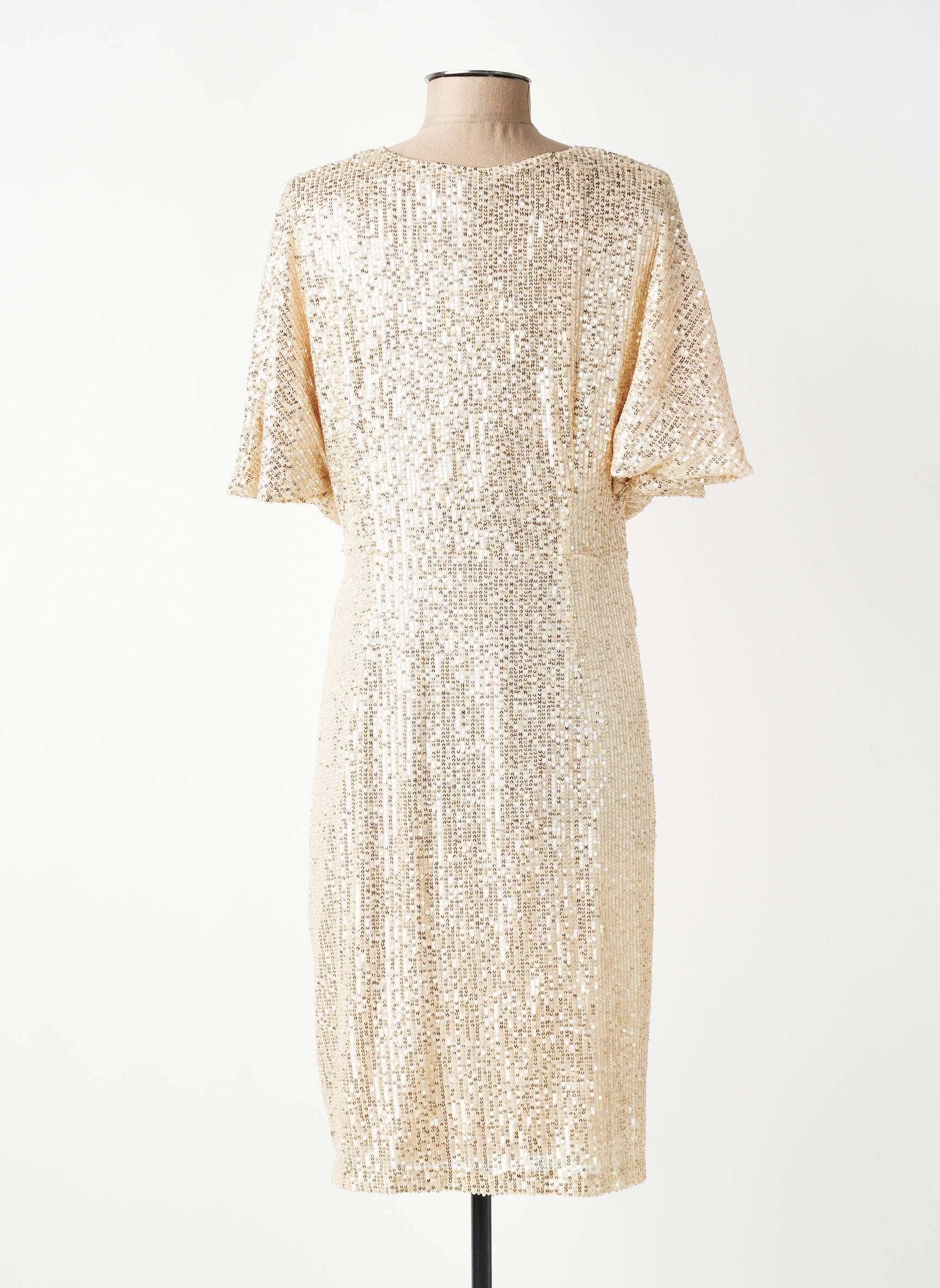 Rochie midi mâneci scurte mâneci scurte auriu K-DESIGN femeie