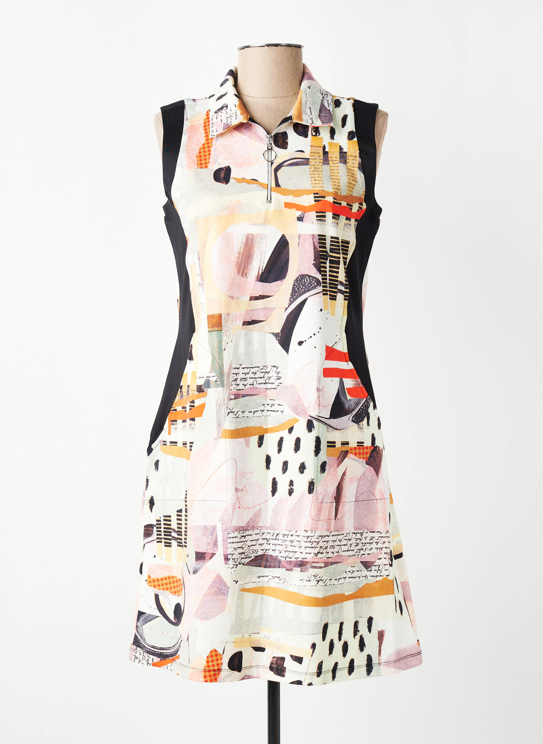 Rochie midi imprimeu fantezie mâneci scurte galben DOLCEZZA femeie