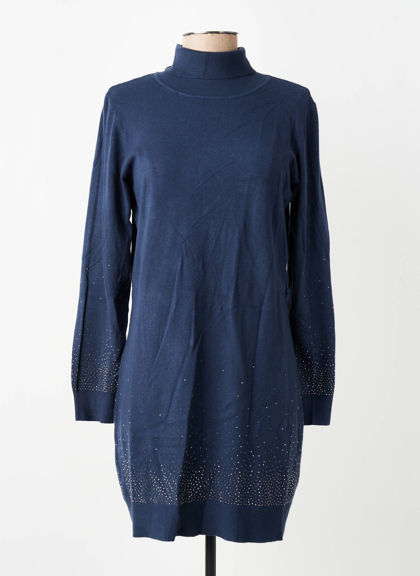 Rochie pulover croială dreaptă mâneci lungi albastru YES.ZEE femeie