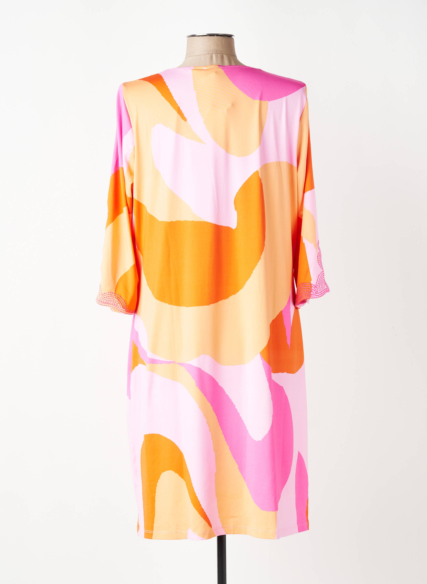Rochie midi mâneci 3/4 mâneci 3/4 portocalie K-DESIGN femeie