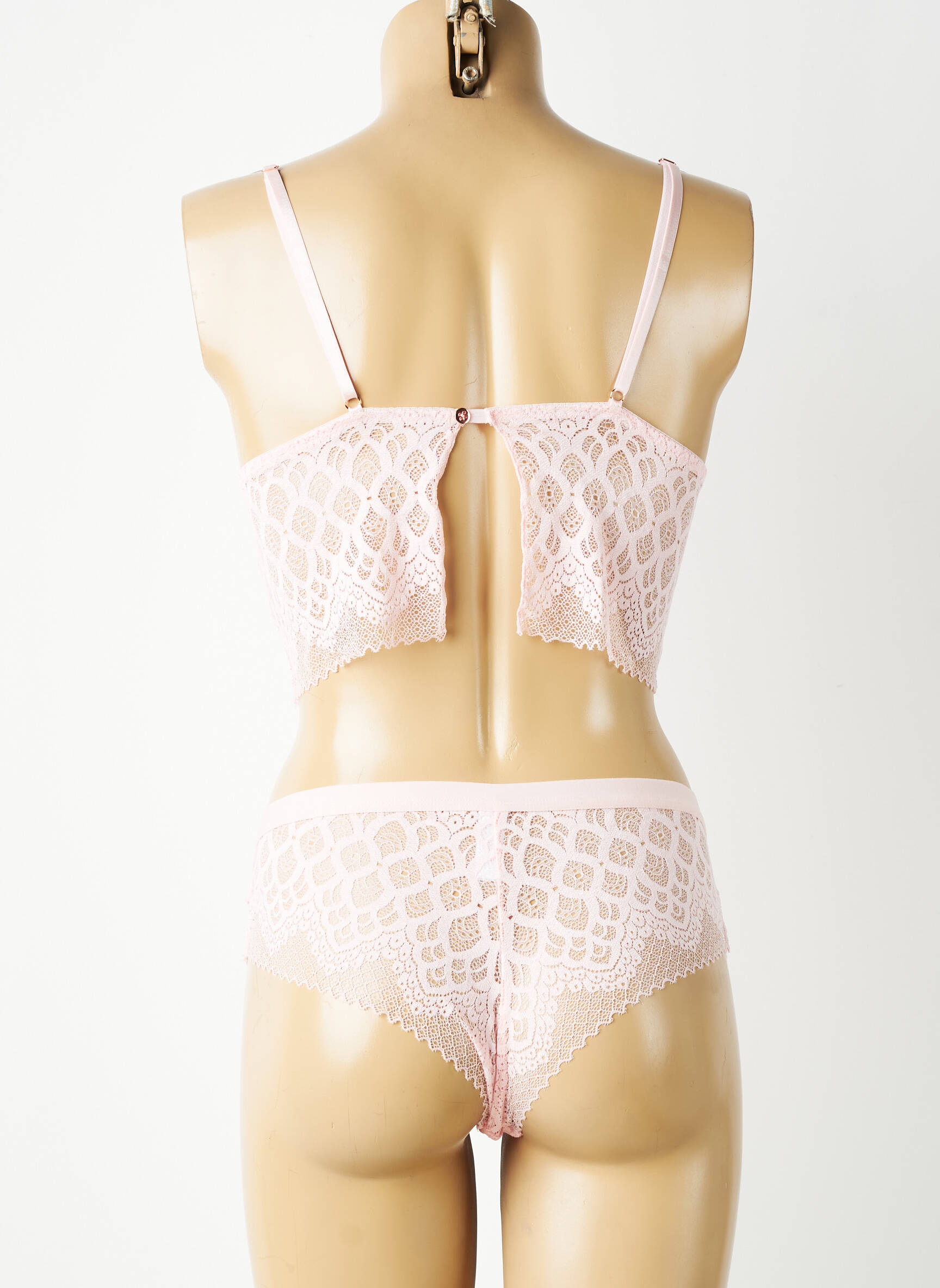 Set lenjerie bretele elastice reglabile roz ESCORT femeie