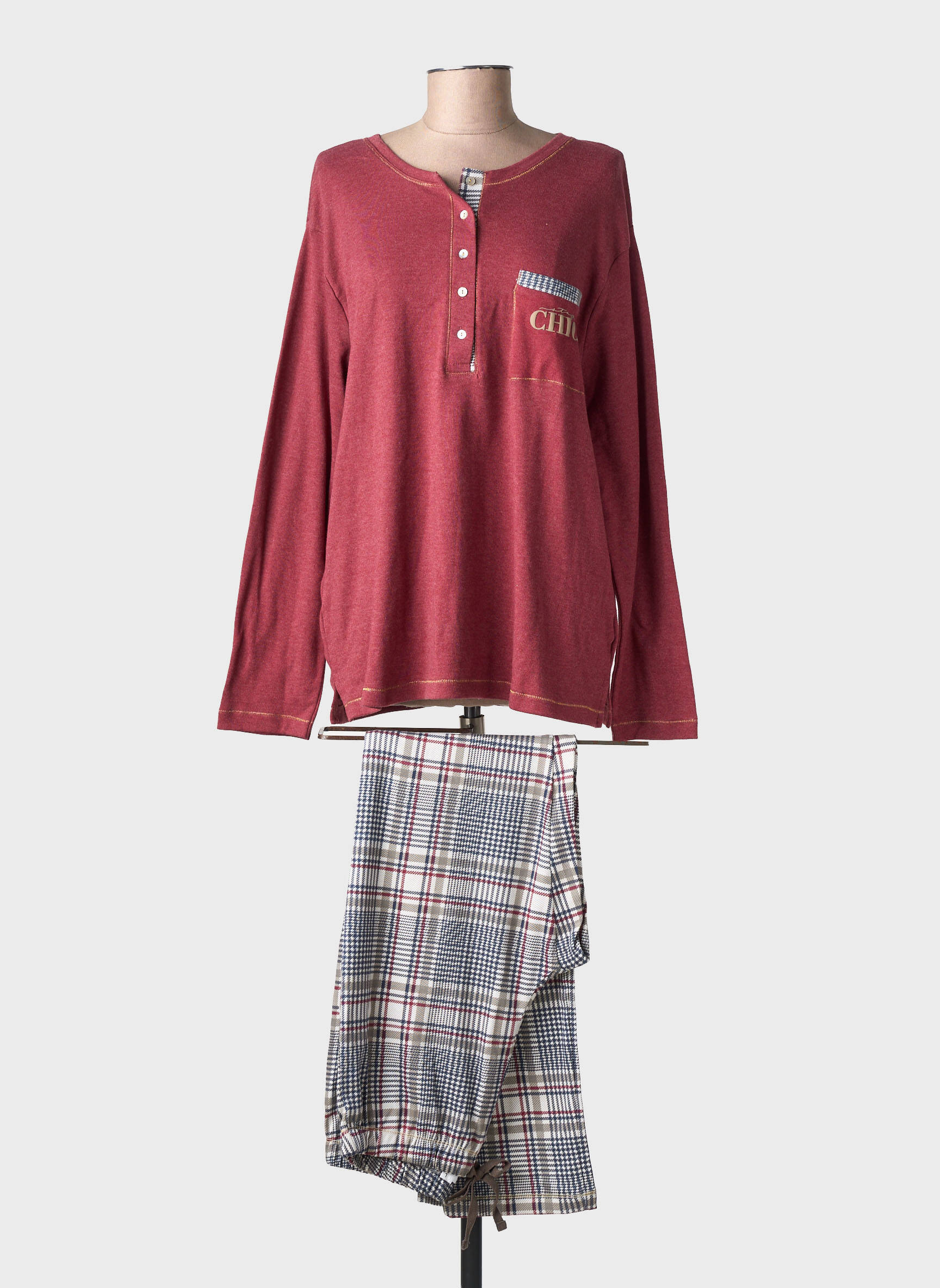 Pijama croială dreaptă roșu ADMAS femeie