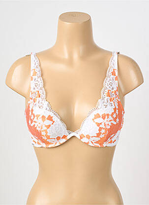 Sutien efect material satinat top sutien push-up portocalie ESCORT femeie