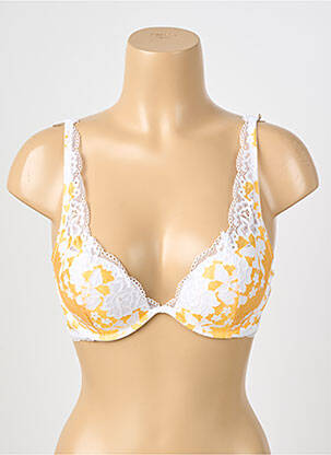 Sutien efect material satinat top sutien push-up galben ESCORT femeie