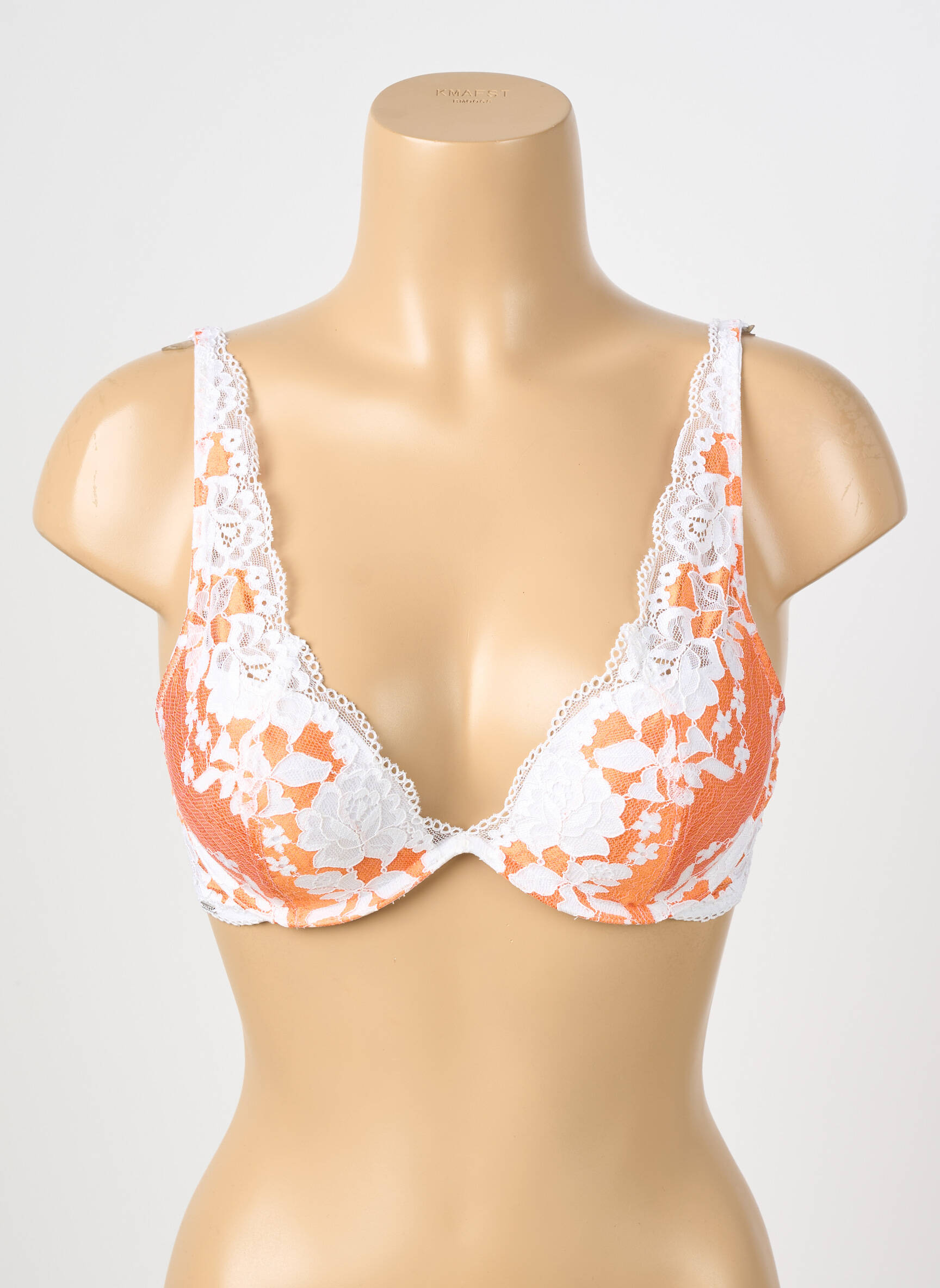 Sutien efect material satinat top sutien push-up portocalie ESCORT femeie