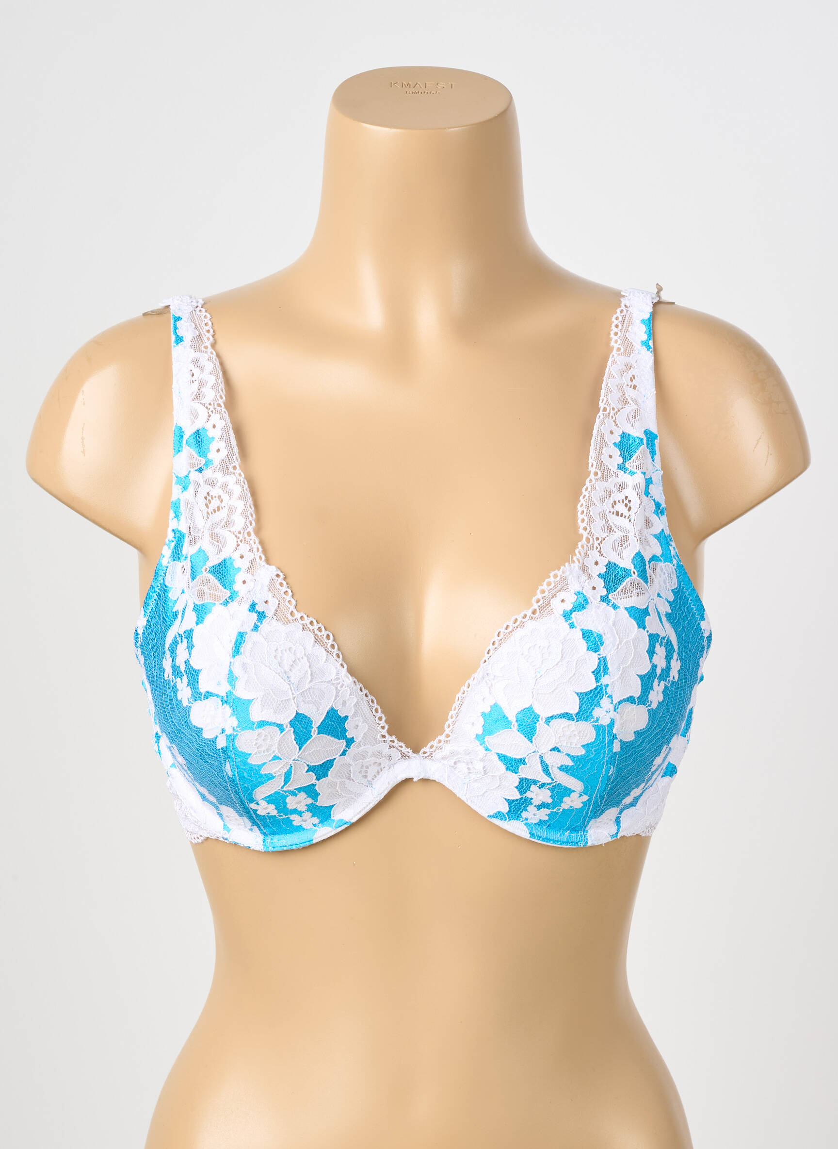 Sutien efect material satinat top sutien push-up albastru ESCORT femeie