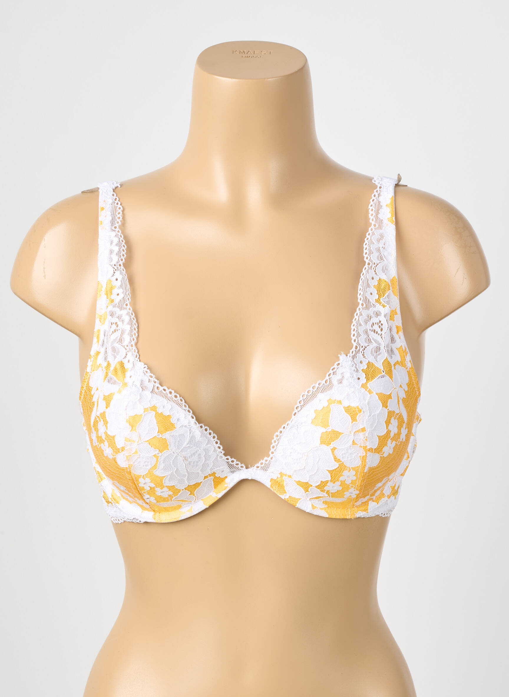 Sutien efect material satinat top sutien push-up galben ESCORT femeie