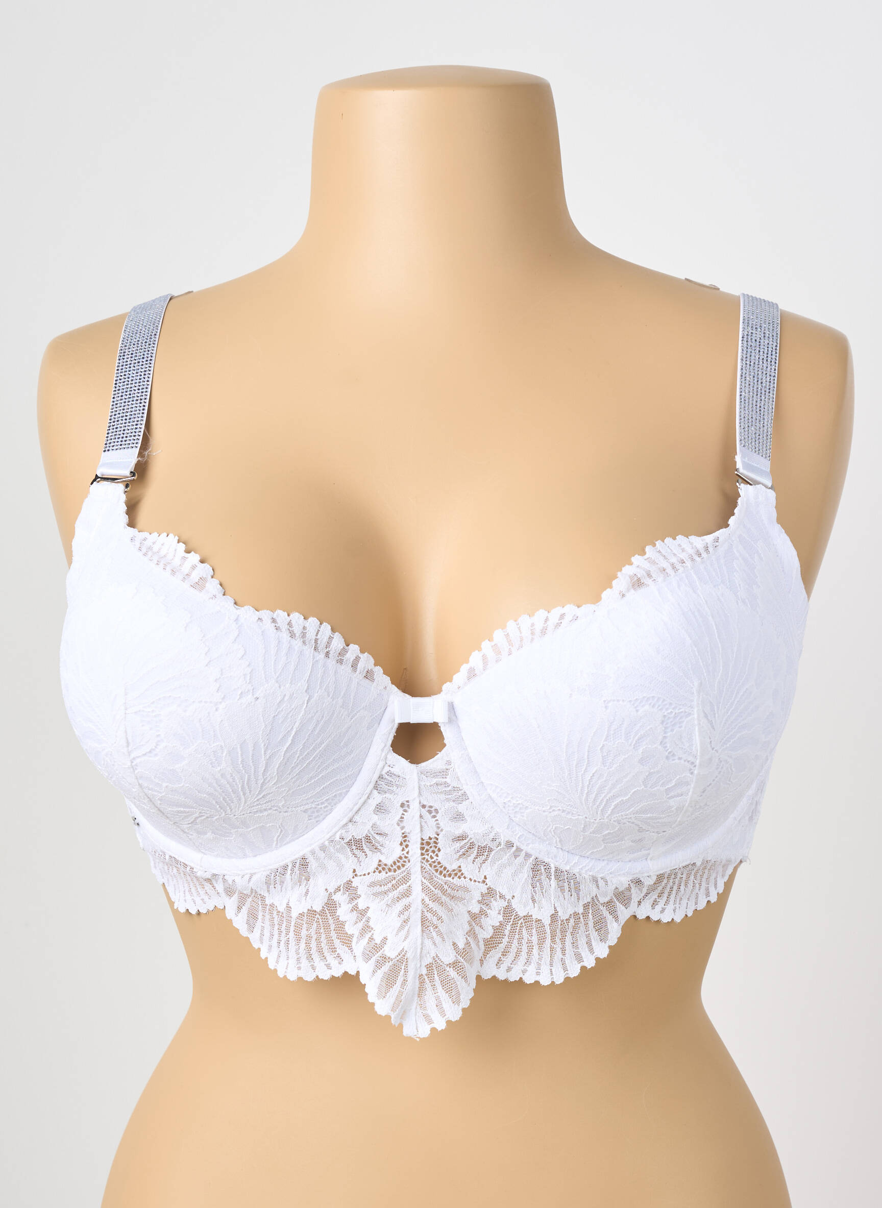 Sutien efect material satinat top sutien modelat alb VALEGE femeie
