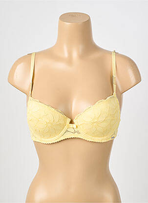 Sutien efect material satinat top sutien push-up galben STEFFY femeie