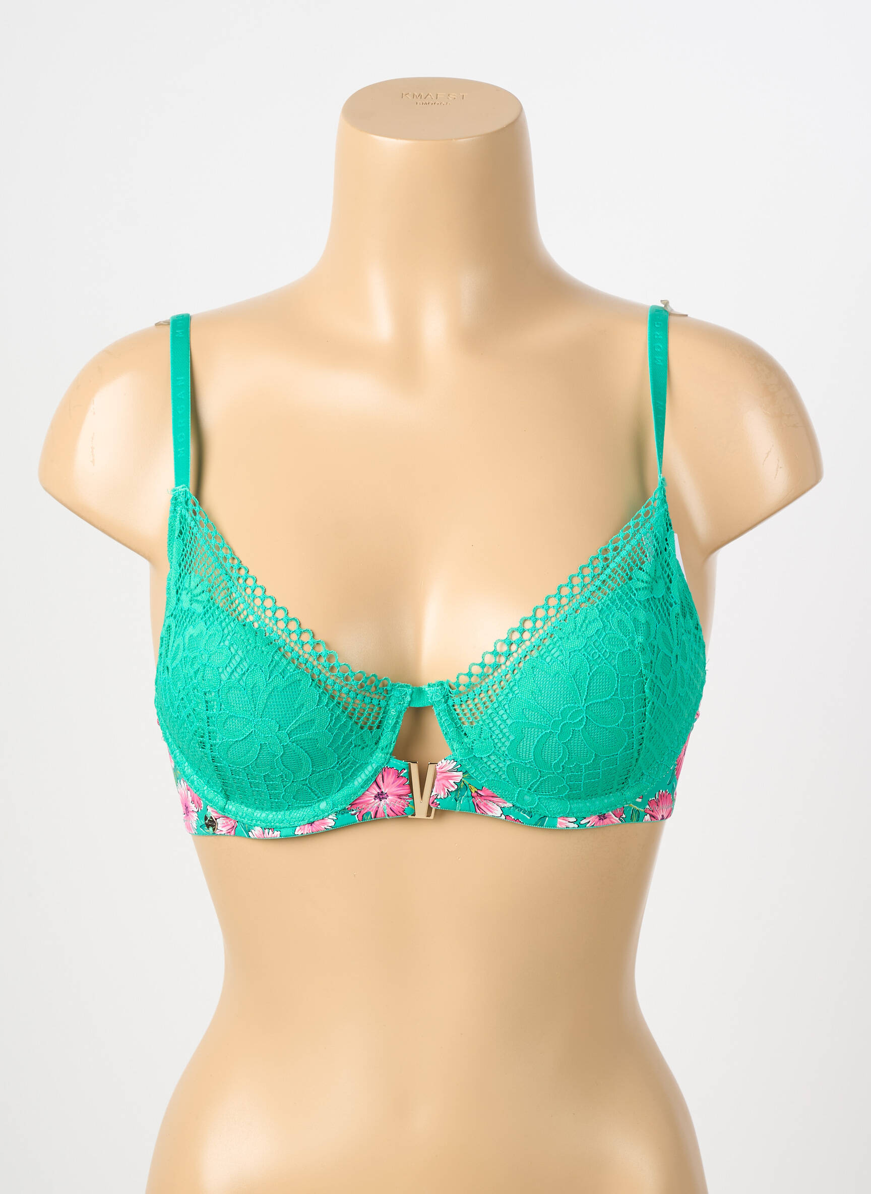 Sutien efect material satinat top sutien modelat verde MORGAN femeie