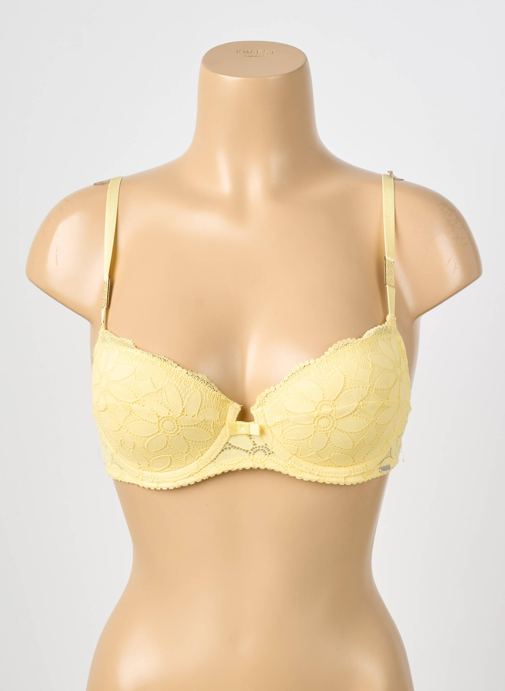 Sutien efect material satinat top sutien push-up galben STEFFY femeie