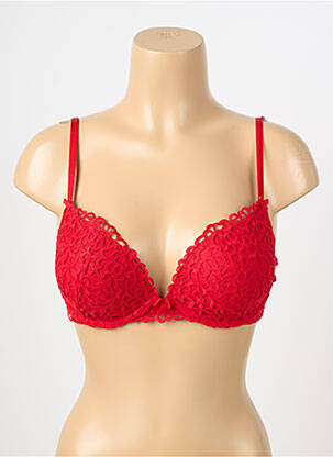 Sutien efect material satinat top sutien push-up roșu VALEGE femeie
