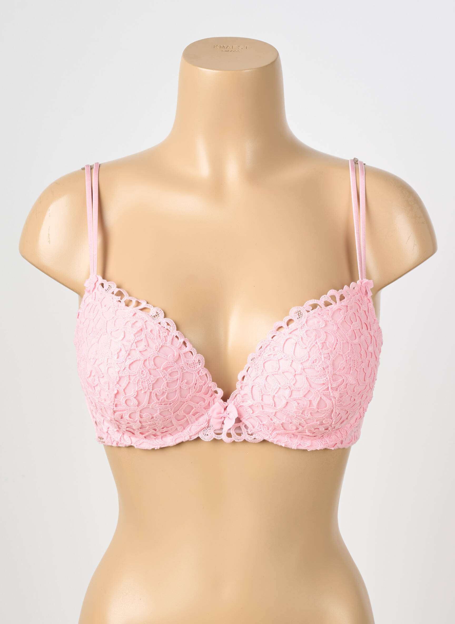 Sutien efect material satinat top sutien push-up roz VALEGE femeie