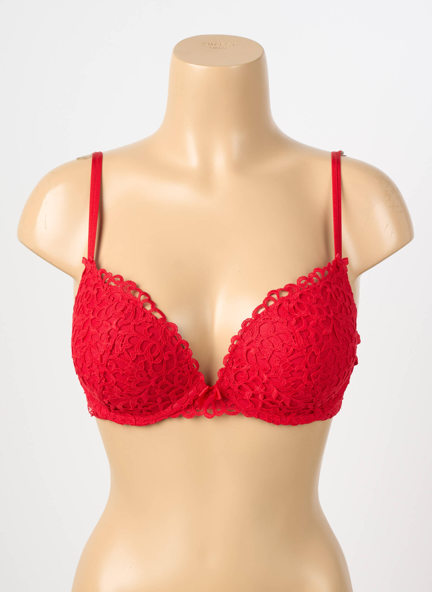 Sutien efect material satinat top sutien push-up roșu VALEGE femeie