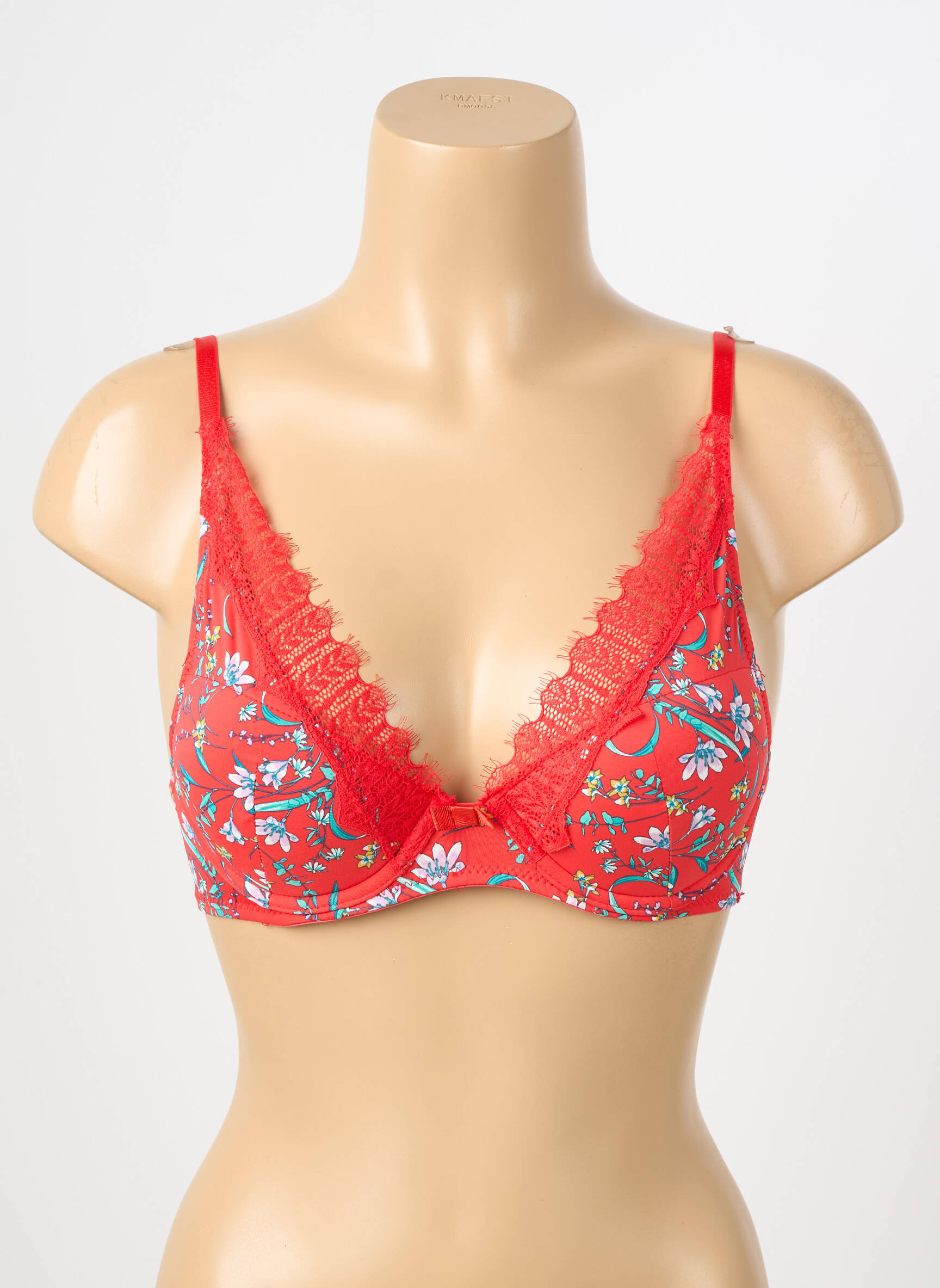 Sutien efect material satinat top sutien modelat roșu STEFFY femeie
